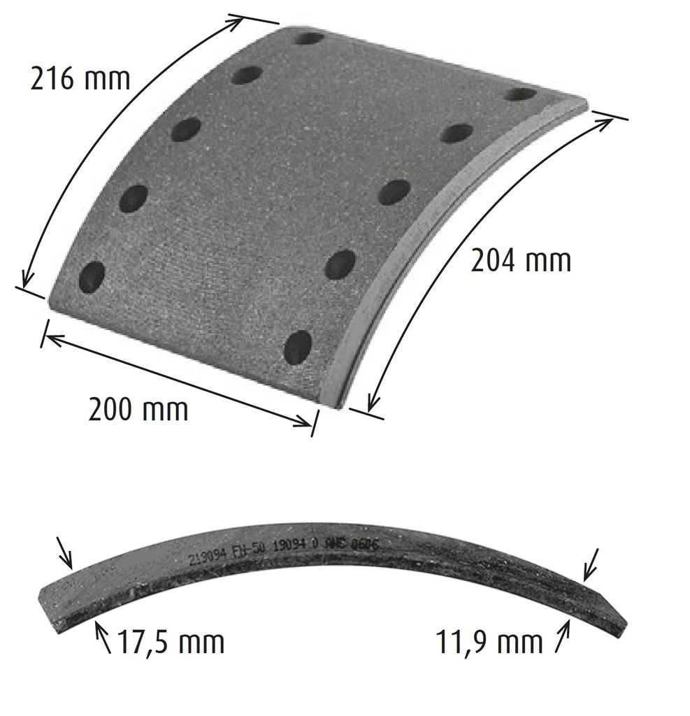 [WAV 19094] Brake Lining 17" - BPW/SAF